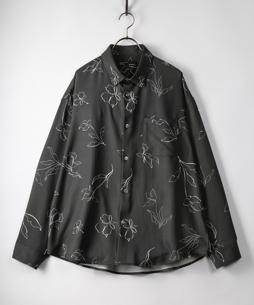 SlashDate(スラッシュデイト)の「総柄プリントジョーゼットドレープシャツ/とろみシャツ/オーバーサイズシャツ/レトロ風(シャツ/ブラウス・メンズ・ホワイト/チャコールグレー/ブラック/ブラウン/グレー/ブルー/ホワイト系その他/ブラック系その他/ブラウン系その他/ホワイト系その他2/ブラック系その他2/ブラック系その他3/ブラウン系その他2・M/L)」の7枚目の写真