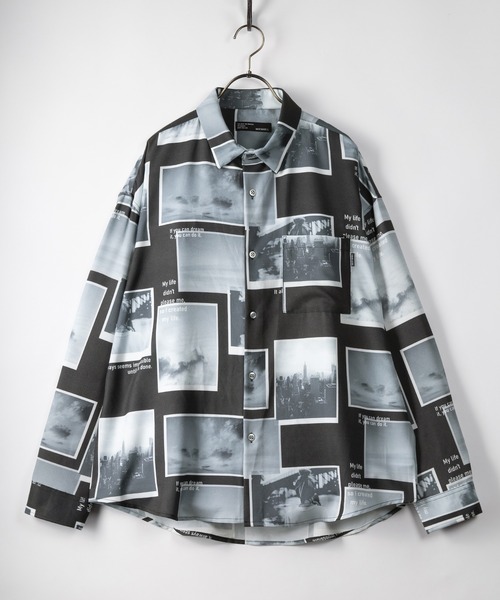 SlashDate(スラッシュデイト)の「総柄プリントジョーゼットドレープシャツ/とろみシャツ/オーバーサイズシャツ/レトロ風(シャツ/ブラウス・メンズ・ホワイト/チャコールグレー/ブラック/ブラウン/グレー/ブルー/ホワイト系その他/ブラック系その他/ブラウン系その他/ホワイト系その他2/ブラック系その他2/ブラック系その他3/ブラウン系その他2・M/L)」の8枚目の写真