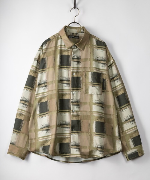 SlashDate(スラッシュデイト)の「総柄プリントジョーゼットドレープシャツ/とろみシャツ/オーバーサイズシャツ/レトロ風(シャツ/ブラウス・メンズ・ホワイト/チャコールグレー/ブラック/ブラウン/グレー/ブルー/ホワイト系その他/ブラック系その他/ブラウン系その他/ホワイト系その他2/ブラック系その他2/ブラック系その他3/ブラウン系その他2・M/L)」の12枚目の写真