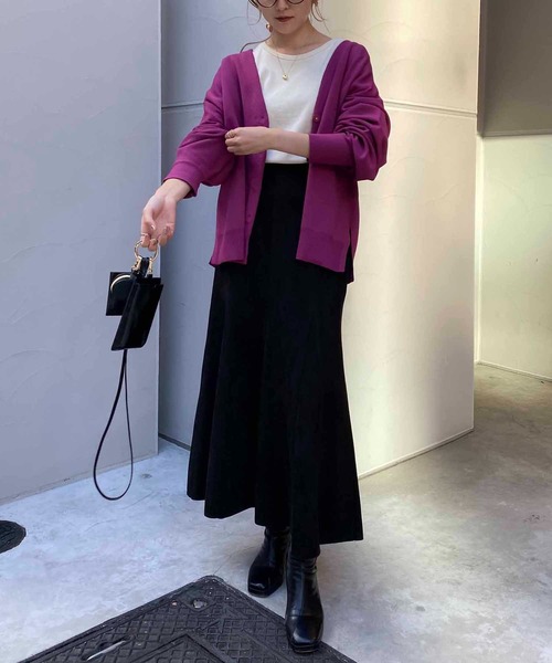 CAPRICIEUX LE'MAGE(カプリシューレマージュ)の「機能素材パフVカーディガン(カーディガン/ボレロ・レディース・ブラック/パープル/グレイッシュベージュ・FREE)」の6枚目の写真