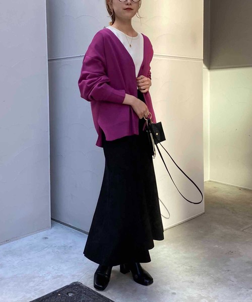 CAPRICIEUX LE'MAGE(カプリシューレマージュ)の「機能素材パフVカーディガン(カーディガン/ボレロ・レディース・ブラック/パープル/グレイッシュベージュ・FREE)」の7枚目の写真