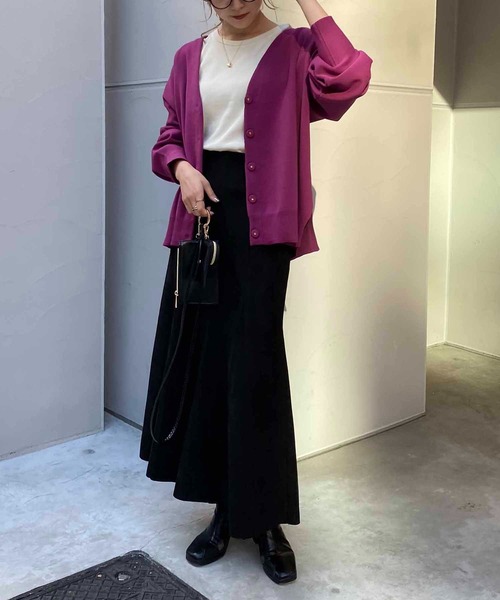 CAPRICIEUX LE'MAGE(カプリシューレマージュ)の「機能素材パフVカーディガン(カーディガン/ボレロ・レディース・ブラック/パープル/グレイッシュベージュ・FREE)」の8枚目の写真