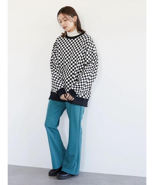 Sugar spoon(シュガースプーン)の「・SUGAR SPOON チェッカーptウラキモウスウェット*(スウェット・レディース・ベージュ/オフホワイト/ライトグリーン・FREE)」の4枚目の写真