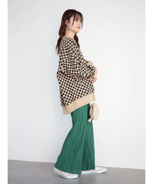 Sugar spoon(シュガースプーン)の「・SUGAR SPOON チェッカーptウラキモウスウェット*(スウェット・レディース・ベージュ/オフホワイト/ライトグリーン・FREE)」の15枚目の写真