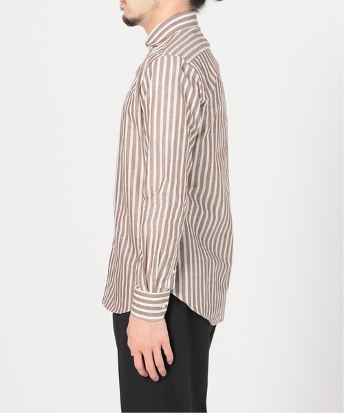 EDIFICE（エディフィス）の「コットン/リネン ストライプ カッタウェイシャツ（シャツ/ブラウス・メンズ・ブルー系その他/ブラウン・SMALL/LARGE/X-LARGE/MEDIUM）」の9枚目の写真