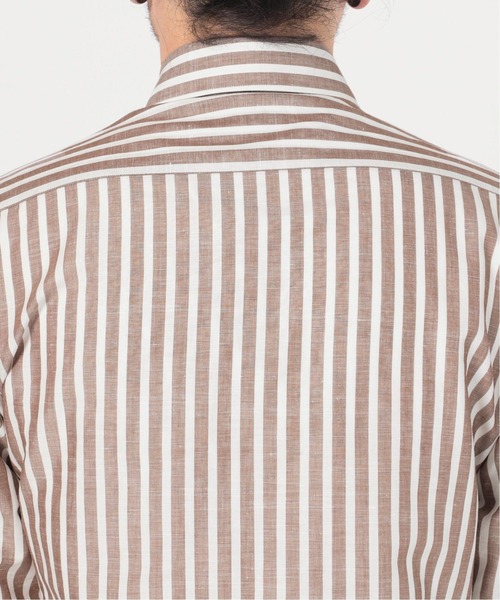 EDIFICE（エディフィス）の「コットン/リネン ストライプ カッタウェイシャツ（シャツ/ブラウス・メンズ・ブルー系その他/ブラウン・SMALL/LARGE/X-LARGE/MEDIUM）」の11枚目の写真