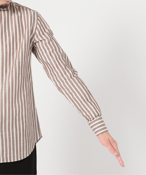 EDIFICE（エディフィス）の「コットン/リネン ストライプ カッタウェイシャツ（シャツ/ブラウス・メンズ・ブルー系その他/ブラウン・SMALL/LARGE/X-LARGE/MEDIUM）」の13枚目の写真