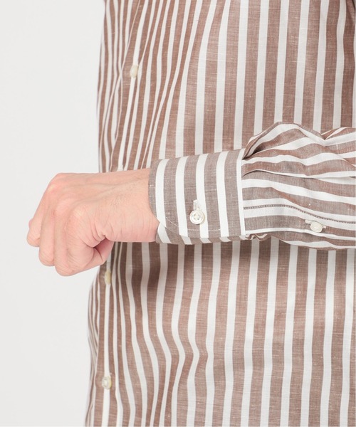 EDIFICE（エディフィス）の「コットン/リネン ストライプ カッタウェイシャツ（シャツ/ブラウス・メンズ・ブルー系その他/ブラウン・SMALL/LARGE/X-LARGE/MEDIUM）」の14枚目の写真