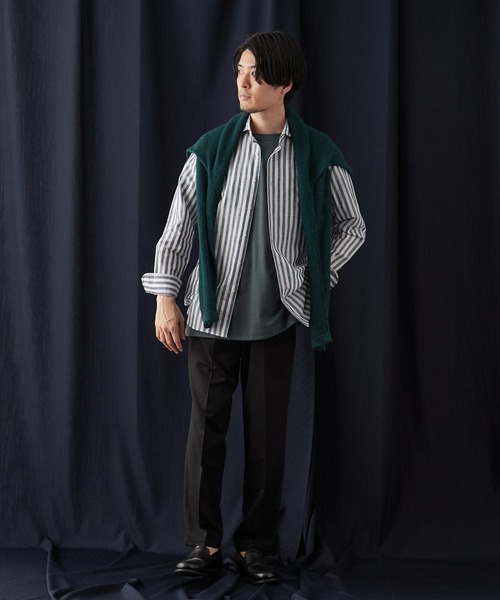 EDIFICE（エディフィス）の「コットン/リネン ストライプ カッタウェイシャツ（シャツ/ブラウス・メンズ・ブルー系その他/ブラウン・SMALL/LARGE/X-LARGE/MEDIUM）」の20枚目の写真