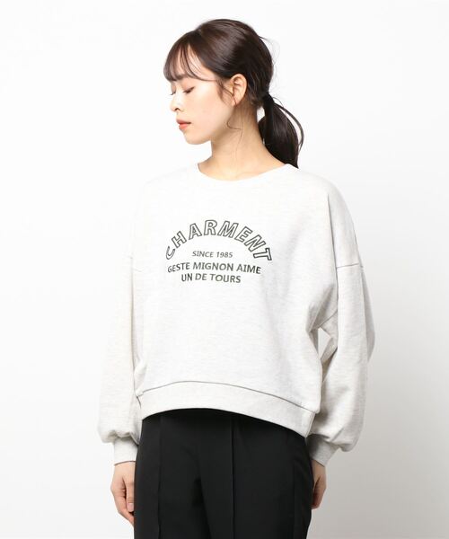 Allamanda(アラマンダ)の「刺繍ラウンドロゴスウェットプルオーバー(Tシャツ/カットソー・レディース・ピンク/オートミール/ホワイト×ピンク・M)」の2枚目の写真