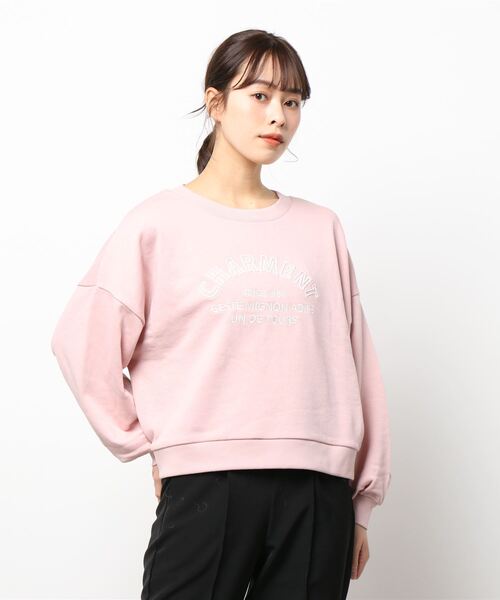 Allamanda(アラマンダ)の「刺繍ラウンドロゴスウェットプルオーバー(Tシャツ/カットソー・レディース・ピンク/オートミール/ホワイト×ピンク・M)」の3枚目の写真