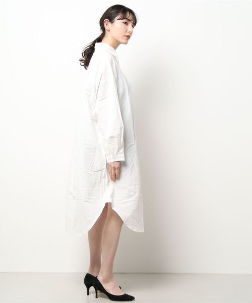 Doux Belle(ドゥーベル)の「ロングシャツワンピース(シャツワンピース・レディース・ホワイト/カーキ/ブラック/オレンジ/ベージュ/ブラウン/ピンク/ブルー/ライトグリーン・FREE)」の12枚目の写真