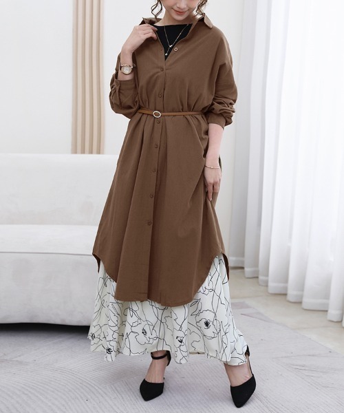 セール】ロングシャツワンピース（シャツワンピース）｜Doux Belle