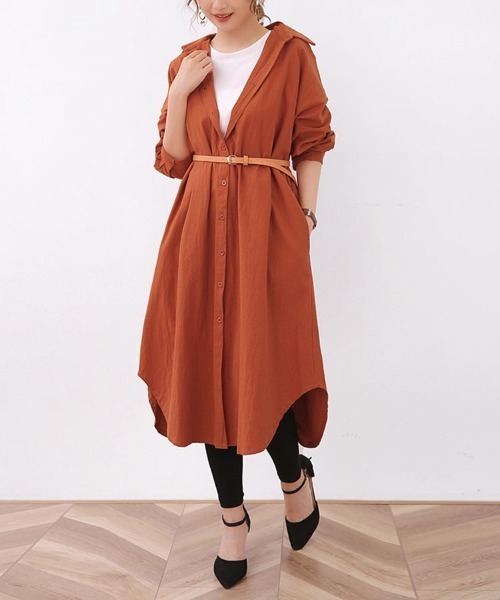 セール】ロングシャツワンピース（シャツワンピース）｜Doux Belle
