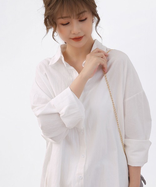 Doux Belle(ドゥーベル)の「ロングシャツワンピース(シャツワンピース・レディース・ホワイト/カーキ/ブラック/オレンジ/ベージュ/ブラウン/ピンク/ブルー/ライトグリーン・FREE)」の19枚目の写真