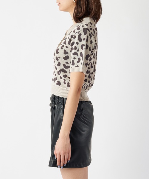 SPIRALGIRL（スパイラルガール）の「レオパード柄ジャガードポロニット（Tシャツ/カットソー・レディース・ブラック/ベージュ/ピンク・FREE）」の19枚目の写真