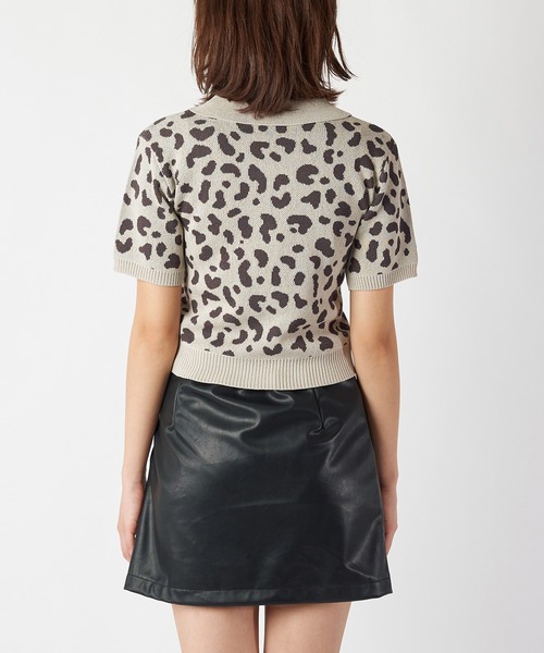 SPIRALGIRL（スパイラルガール）の「レオパード柄ジャガードポロニット（Tシャツ/カットソー・レディース・ブラック/ベージュ/ピンク・FREE）」の20枚目の写真