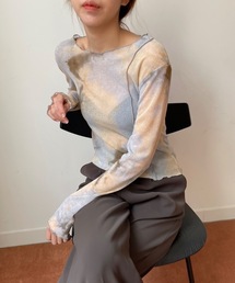 Didot.showroom | 《 2022 SS 》nature tie dye long tee / ボートネックメロウパイピングタイダイロングT(Tシャツ/カットソー)