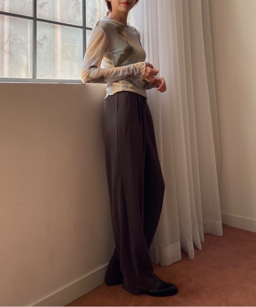 Didot.showroom（ディドット ショールーム）の「ボートネックメロウパイピングタイダイロングT（Tシャツ/カットソー・レディース・チャコールグレー/ベージュ・FREE）」の6枚目の写真