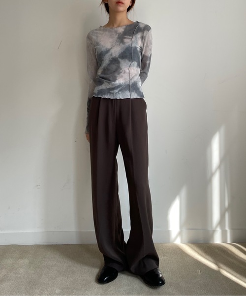 Didot.showroom（ディドット ショールーム）の「ボートネックメロウパイピングタイダイロングT（Tシャツ/カットソー・レディース・チャコールグレー/ベージュ・FREE）」の13枚目の写真