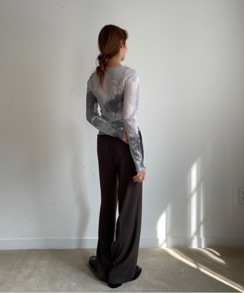 Didot.showroom（ディドット ショールーム）の「ボートネックメロウパイピングタイダイロングT（Tシャツ/カットソー・レディース・チャコールグレー/ベージュ・FREE）」の11枚目の写真