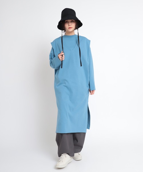RNA-N(アールエヌエーエヌ)の「M1817 スラブプレーティングルーズプルオーバー(Tシャツ/カットソー・レディース・ブルー/グレイッシュベージュ/キナリ・MEDIUM)」の10枚目の写真