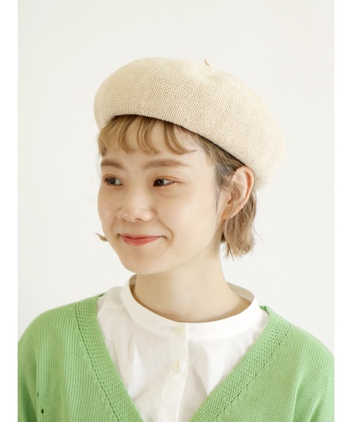 ehka sopo(エヘカソポ)の「コットンベレー帽(ハンチング/ベレー帽・レディース・オフホワイト/オレンジ/ブラック・フリ-)」の9枚目の写真