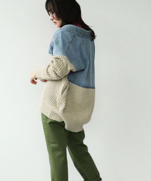 ニットドッキングデニムジャケット 羽織り パーカー 新品タグ付き 楽天