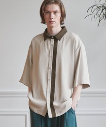 WONDER WONDER | バイカラーライン　トロミシャツ(シャツ/ブラウス)