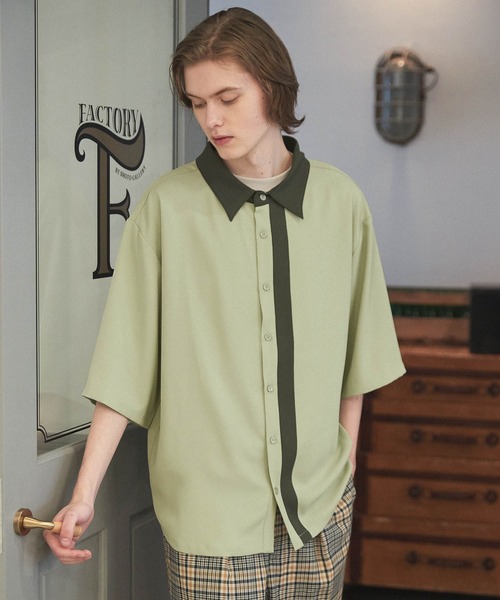 WONDER WONDER（ワンダーワンダー）の「バイカラーライン トロミシャツ（シャツ/ブラウス・メンズ・ベージュ/ネイビー/グリーン系その他・S/M/L）」の18枚目の写真