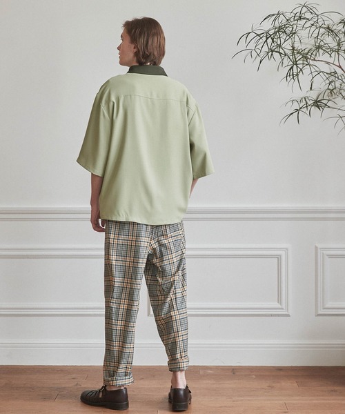 WONDER WONDER（ワンダーワンダー）の「バイカラーライン トロミシャツ（シャツ/ブラウス・メンズ・ベージュ/ネイビー/グリーン系その他・S/M/L）」の14枚目の写真