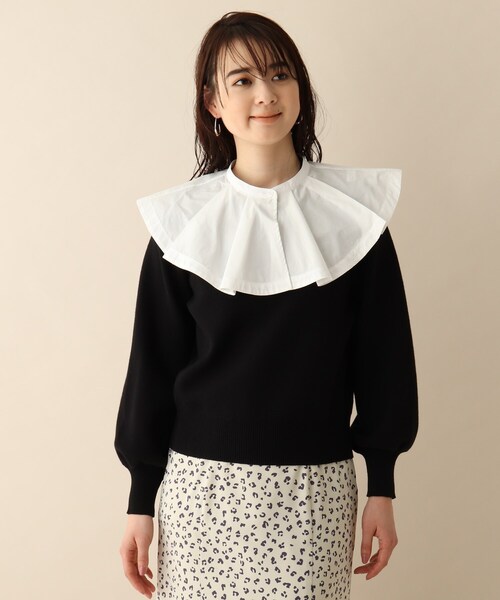 OPAQUE.CLIP（オペークドットクリップ）の「◆異素材カラーデザインニット（ニット/セーター・レディース・ブラック/グレー・38）」の3枚目の写真