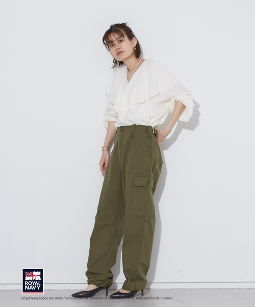 Rouge vif（ルージュヴィフ）の「【ROYAL NAVY】【XSサイズあり】別注カーゴパンツ（カーゴパンツ・レディース・カーキ/ホワイト・36/34）」の8枚目の写真