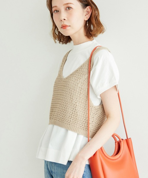 ROPE' PICNIC（ロペピクニック）の「透かし編みニットベスト（ベスト・レディース・チャコールグレー/ベージュ系その他/オレンジ系その他・FREE）」の2枚目の写真