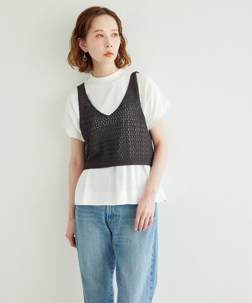 ROPE' PICNIC（ロペピクニック）の「透かし編みニットベスト（ベスト・レディース・チャコールグレー/ベージュ系その他/オレンジ系その他・FREE）」の14枚目の写真