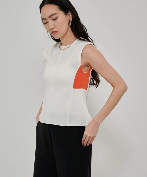 CITY TOKYO（シティトウキョウ）の「フレアノースリーブサマーニット（ニット/セーター・レディース・ホワイト/ライトブルー/ブラック/ライトグリーン・FREE）」の6枚目の写真