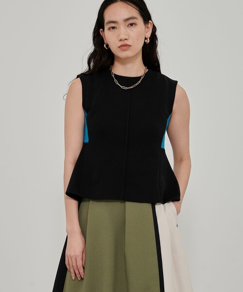 CITY TOKYO（シティトウキョウ）の「フレアノースリーブサマーニット（ニット/セーター・レディース・ホワイト/ライトブルー/ブラック/ライトグリーン・FREE）」の8枚目の写真