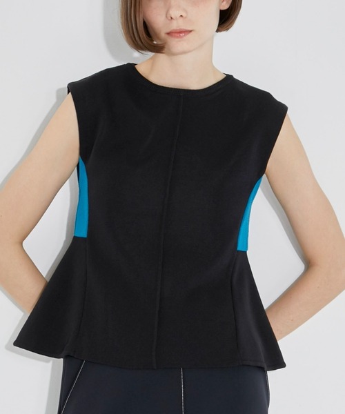 CITY TOKYO（シティトウキョウ）の「フレアノースリーブサマーニット（ニット/セーター・レディース・ホワイト/ライトブルー/ブラック/ライトグリーン・FREE）」の3枚目の写真