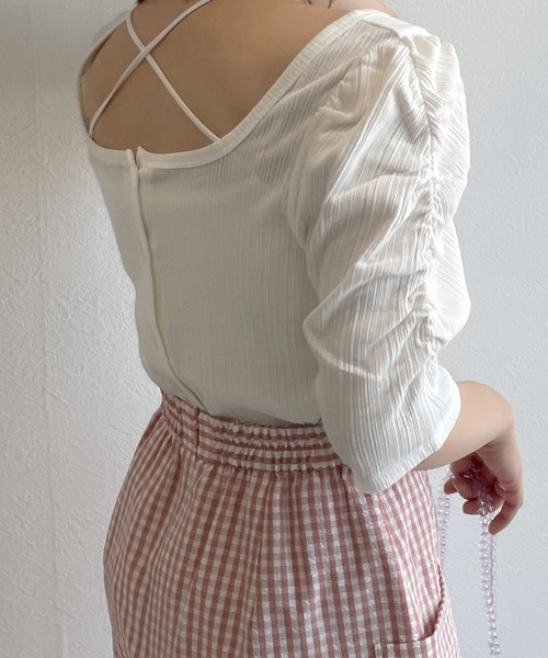 w closet（ダブルクローゼット）の「シャーリングスリーブ2WAYプルオーバー（Tシャツ/カットソー・レディース・ブラック/オフホワイト/ライム・FREE）」の19枚目の写真