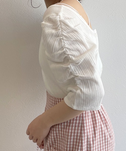 w closet（ダブルクローゼット）の「シャーリングスリーブ2WAYプルオーバー（Tシャツ/カットソー・レディース・ブラック/オフホワイト/ライム・FREE）」の22枚目の写真