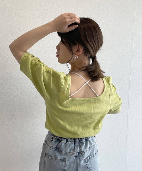 w closet（ダブルクローゼット）の「シャーリングスリーブ2WAYプルオーバー（Tシャツ/カットソー・レディース・ブラック/オフホワイト/ライム・FREE）」の14枚目の写真