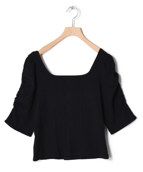 w closet（ダブルクローゼット）の「シャーリングスリーブ2WAYプルオーバー（Tシャツ/カットソー・レディース・ブラック/オフホワイト/ライム・FREE）」の18枚目の写真