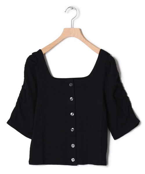 w closet（ダブルクローゼット）の「シャーリングスリーブ2WAYプルオーバー（Tシャツ/カットソー・レディース・ブラック/オフホワイト/ライム・FREE）」の12枚目の写真