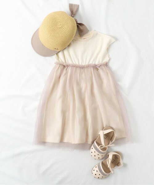 apres les cours（アプレレクール）の「WEB限定 チュール切替カットソードッキングワンピース（ワンピース・キッズ・ピンク/アイボリー/グリーン・80/110/100/130/120/140/90）」の2枚目の写真