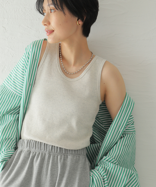 JOURNAL STANDARD（ジャーナルスタンダード）の「サーマルコットン2WAYタンクトップ（タンクトップ・レディース・ホワイト/アイボリー/タン/ブラック系その他・FREE）」の3枚目の写真