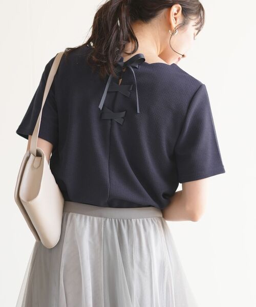 rps（アールピーエス）の「ＢＡＣＫレースアップふくれジャガードプルオーバー（その他トップス・レディース・ブラック/ネイビー/オフホワイト・M）」の3枚目の写真