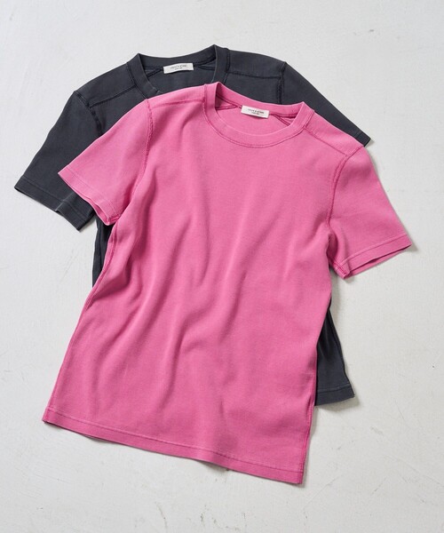 FREAK'S STORE（フリークスストア）の「ピグメント半袖ミニＴシャツ（Tシャツ/カットソー・レディース・ブラック/ピンク/オレンジ/グリーン・ﾌﾘ-）」の4枚目の写真