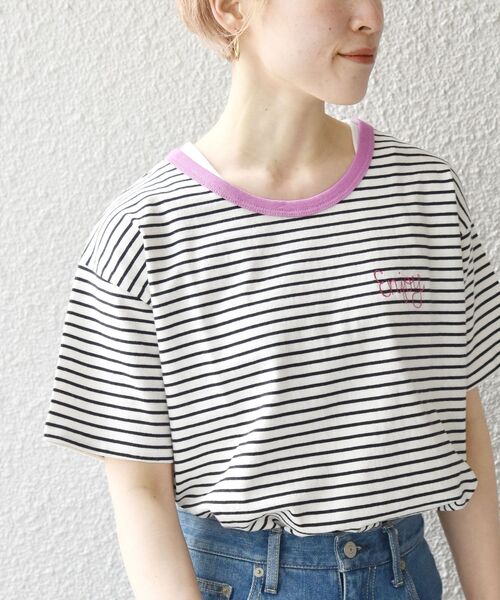 SHIPS any（シップス エニィ）の「【SHIPS any別注】THE KNiTS: カラーボーダー リンガーTEE◇（Tシャツ/カットソー・レディース・ホワイト/ネイビー/イエロー・ONE SIZE）」の14枚目の写真