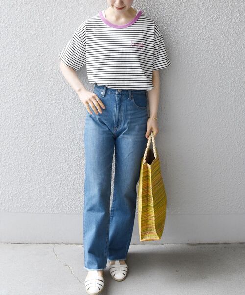 SHIPS any（シップス エニィ）の「【SHIPS any別注】THE KNiTS: カラーボーダー リンガーTEE◇（Tシャツ/カットソー・レディース・ホワイト/ネイビー/イエロー・ONE SIZE）」の13枚目の写真