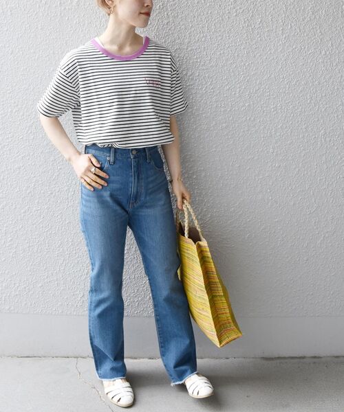 SHIPS any（シップス エニィ）の「【SHIPS any別注】THE KNiTS: カラーボーダー リンガーTEE◇（Tシャツ/カットソー・レディース・ホワイト/ネイビー/イエロー・ONE SIZE）」の11枚目の写真